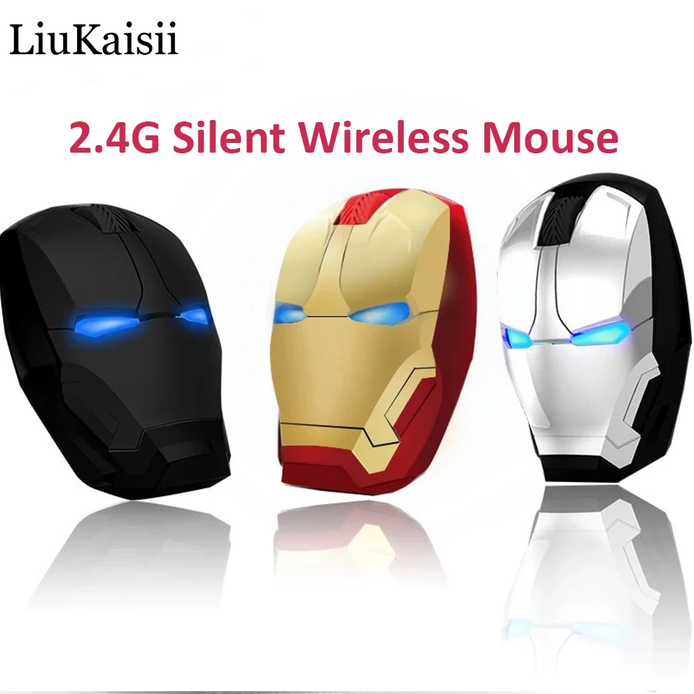 

Iron Man Wireless Mouse 2.4G Wireless Optical Mice Silent Gaming Mouse 3 Adjustable DPI Levels for PC Laptop Computer MacBook