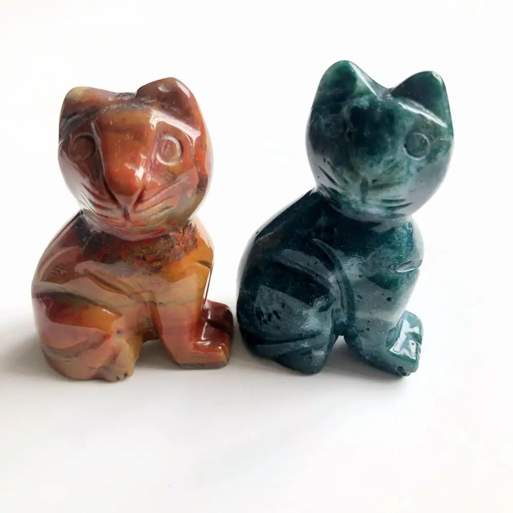 

Натуральный кристалл камень кошка статуя вырезанная вручную украшения дома подарки