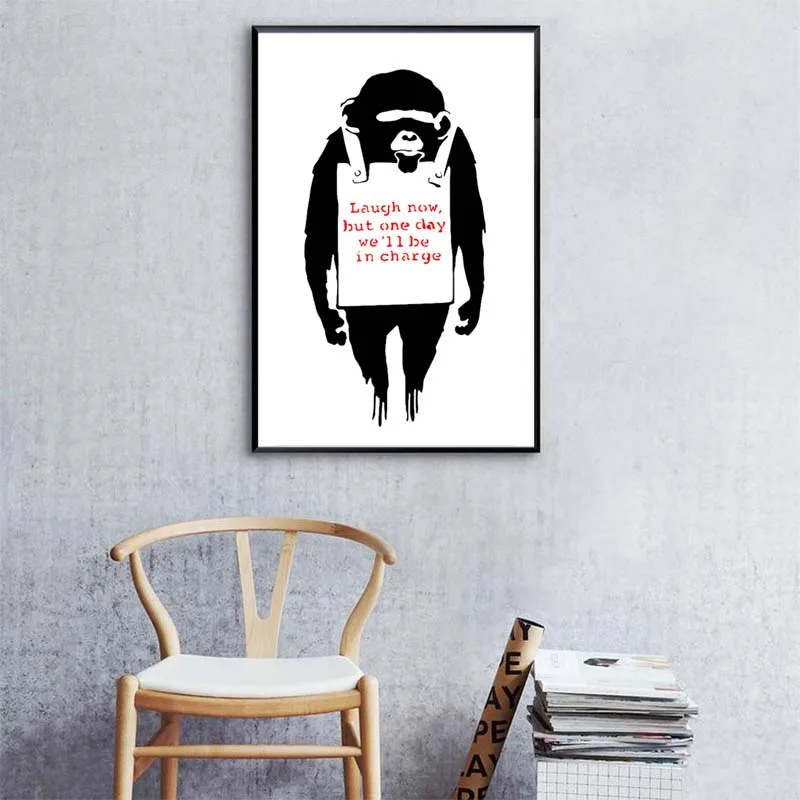

Banksy Graffiti Art Pictures Abstract Canvas Painting Black White Wall Art Posters and Prints Modern Living Room Home Decor