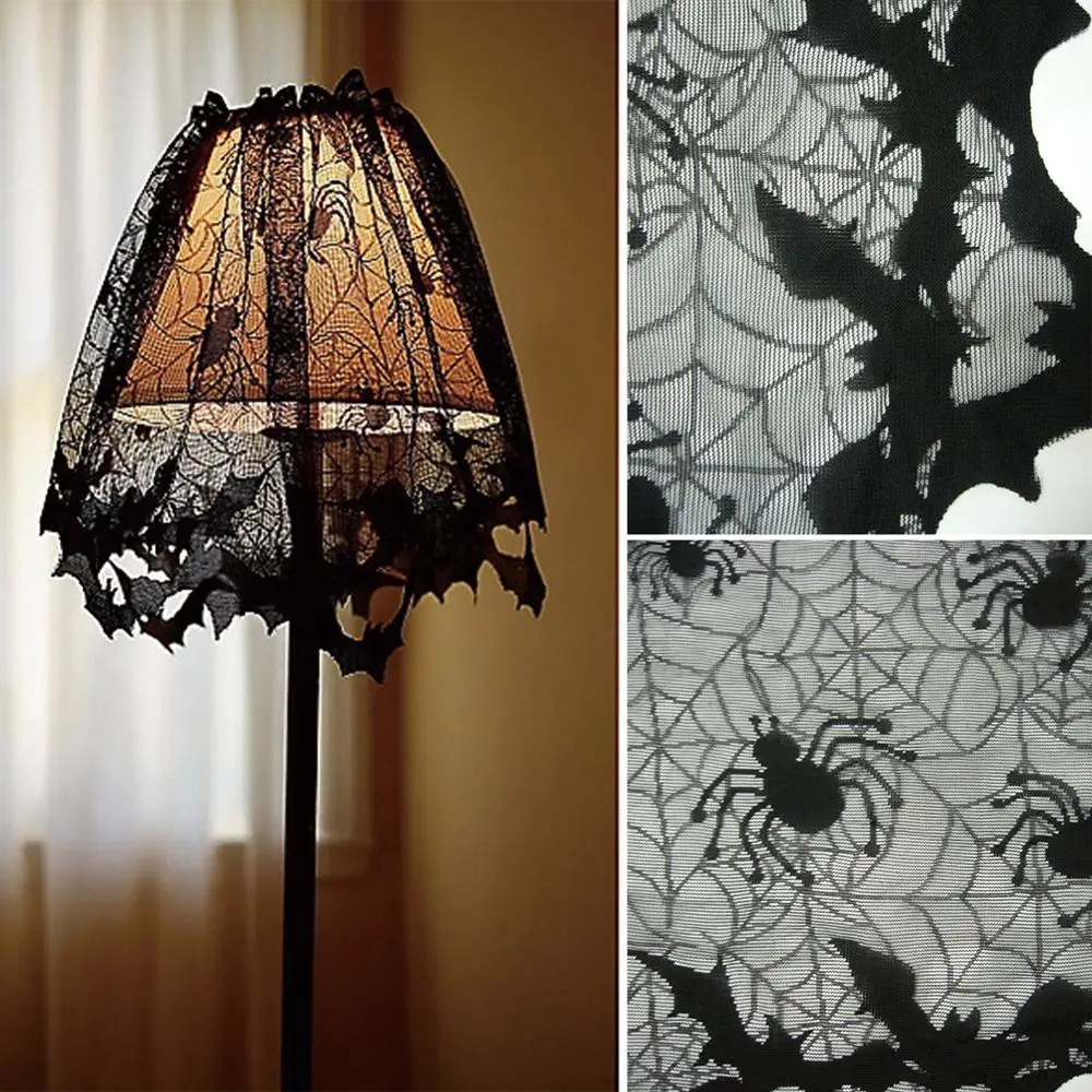 Хэллоуин абажур 20х60-дюймовый черный кружевной Паутинный украшение | Лампы и