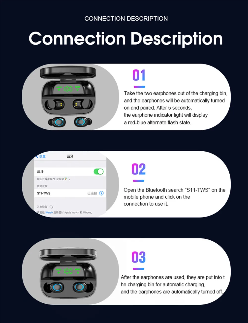 Беспроводные наушники S11 с bluetooth 5,0, tws, беспроводные Игровые наушники, зарядный чехол, светодиодный дисплей, 9D, стерео гарнитура, беспроводное зарядное устройство