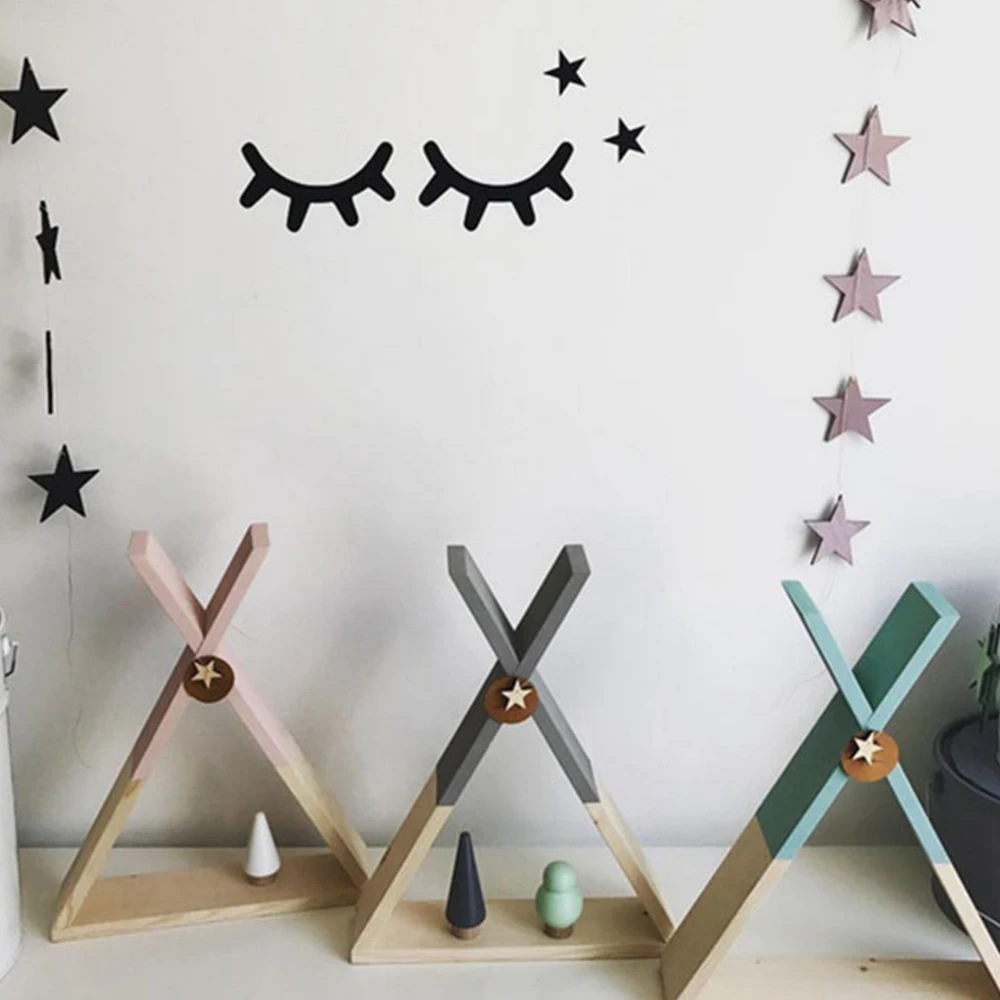 Пара в скандинавском стиле 3D ресницы деревянная ресница наклейки на стену