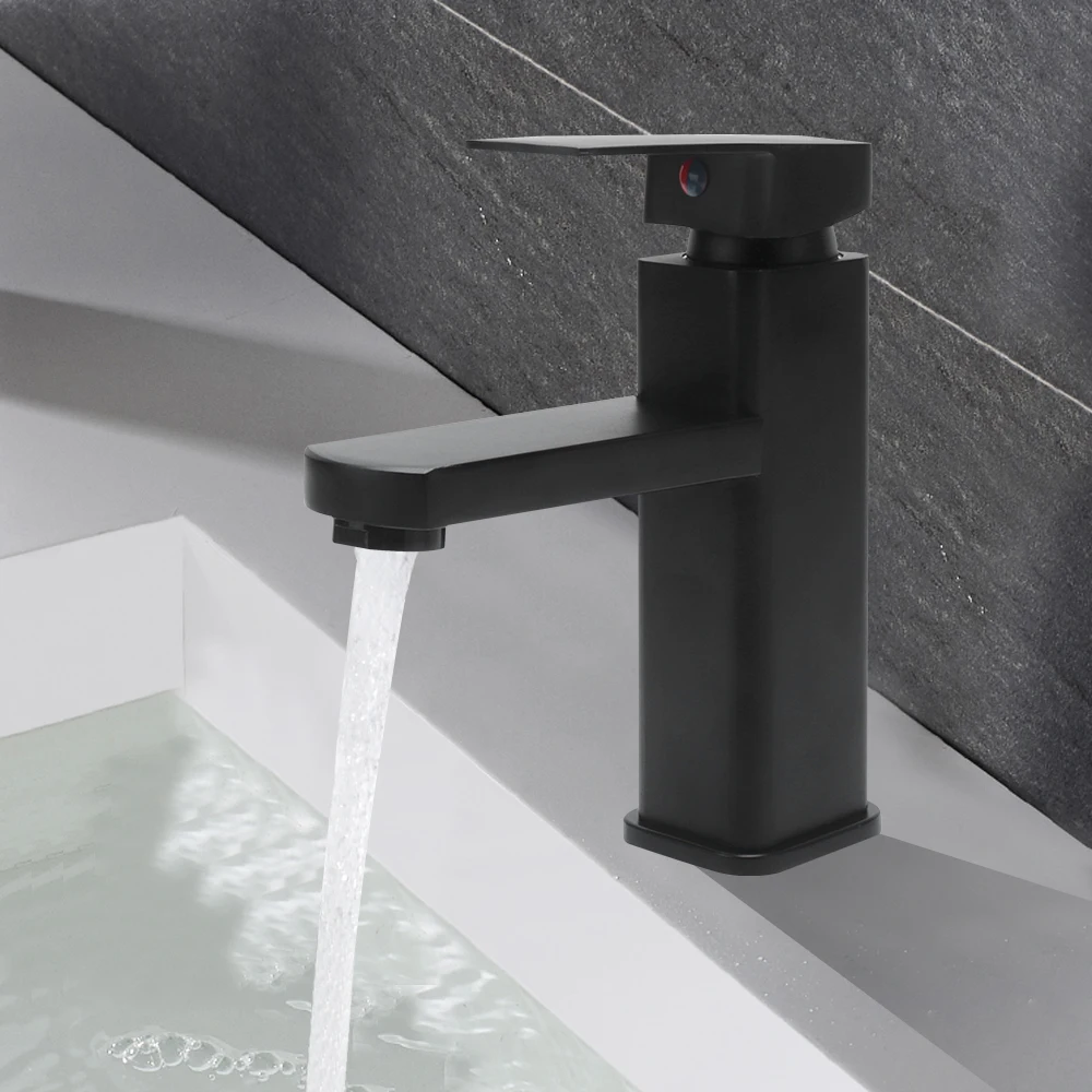 Матовый черный квадратный смеситель BORUiT для раковины кран из нержавеющей стали с