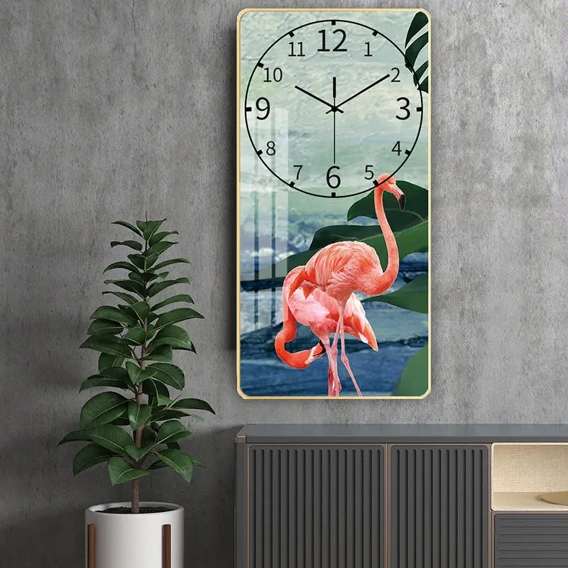 

Quiet fashion wall clock living room restaurant luxury wind clocks Nordic creative wall clock household rectangular crystal magn