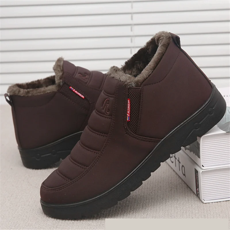 

Мужские ботинки, легкая зимняя обувь для мужчин, зимние ботинки, водонепроницаемая зимняя обувь размера плюс 47, Зимние ботильоны без шнуров...