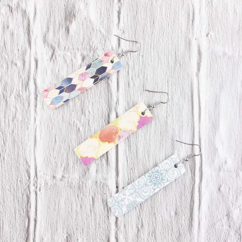 Женские кожаные серьги-подвески с принтом в марокканском стиле