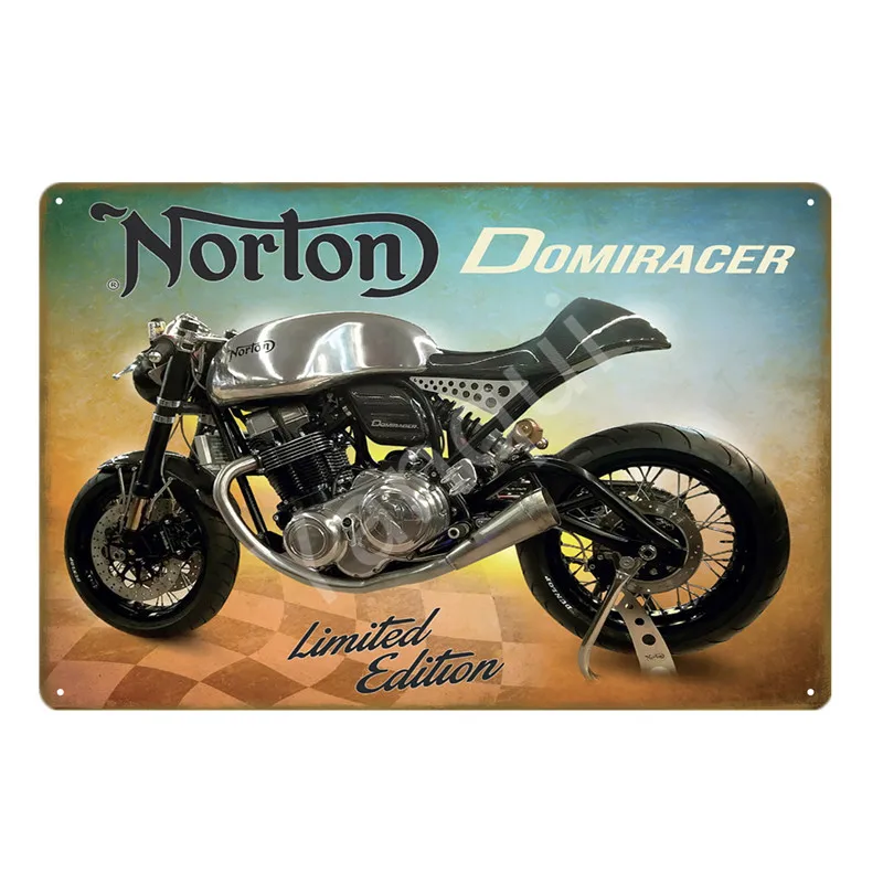Racer Norton Motorcycle металлический плакат жестяные знаки для паба автомобиля клуба бара гаража магазина домашний декор настенная живопись Carft подарок YI-065 - Цвет: NEW0272AI