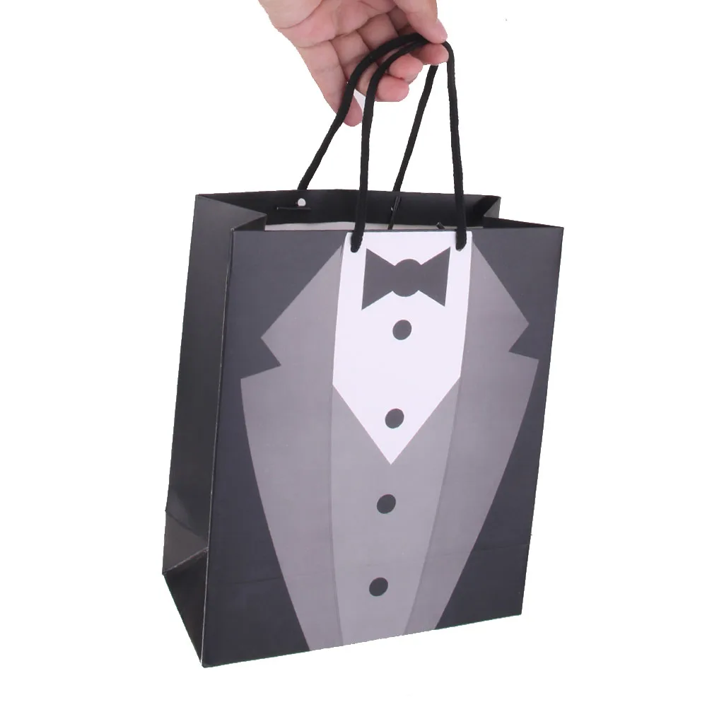 

Wedding Party Tuxedo Paper Gift Carry Bags for Bridegroom Gentlemen Wedding Party Favour