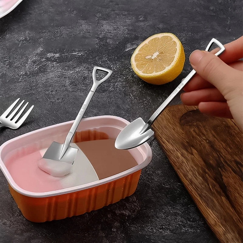 

10PCS 304 Stainless Steel Coffee Spoon Retro Shovel Spoon for Ice Cream Creative Tea-spoon Tableware Kitchen Accessories spoons