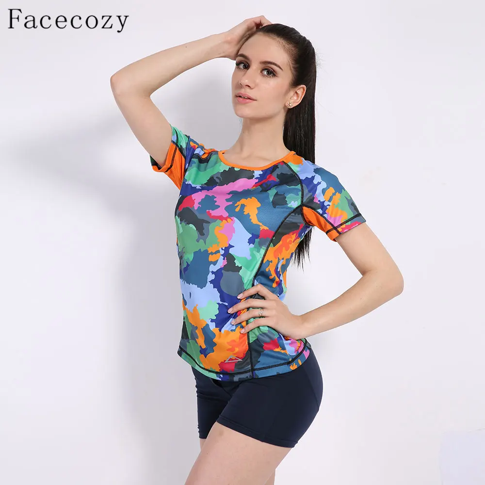 Facecozy женская летняя камуфляжная футболка из 100% полиэстера тонкие быстросохнущие