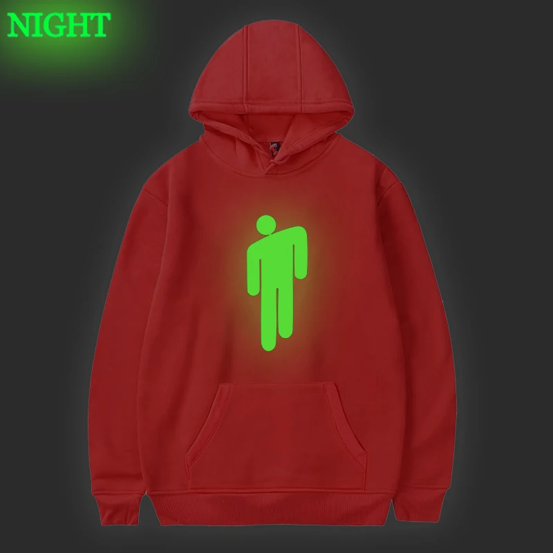 Luminous13Red Billie Eilish Толстовка Мужская Черная хлопковая толстовка пара светящаяся Billie Elish Толстовка простая сохраняющая тепло Женская/мужская одежда - Цвет: Luminous13Red