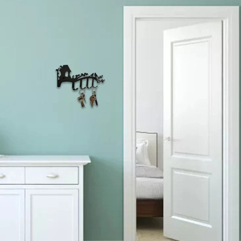 

Branches Birds House Wall Key Hook Home Entrance Key Holder Pegs Sundries Key