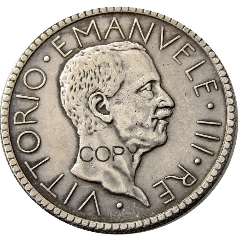 Italy 20 Lire 1927 or 1928 R 2pcs Silver Plated Copy Coins |