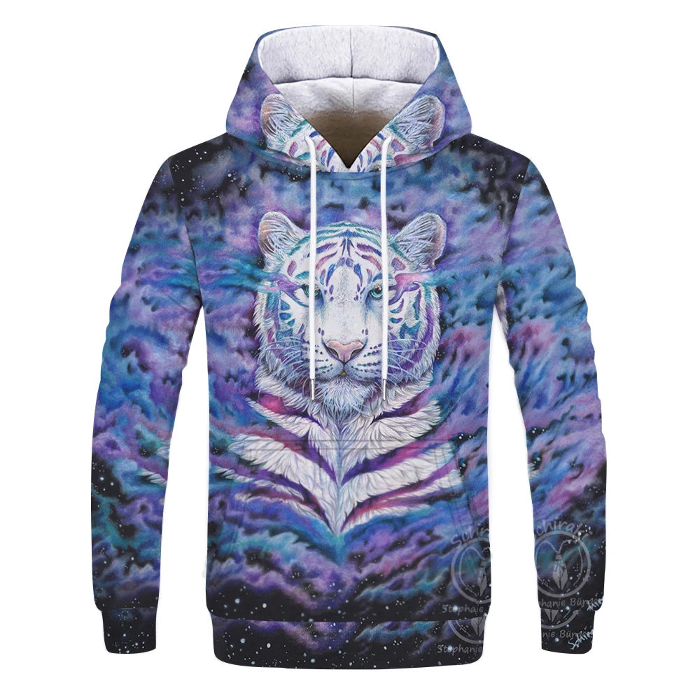 Модная детская толстовка с капюшоном 3D принтом тигра толстовки для мальчиков и