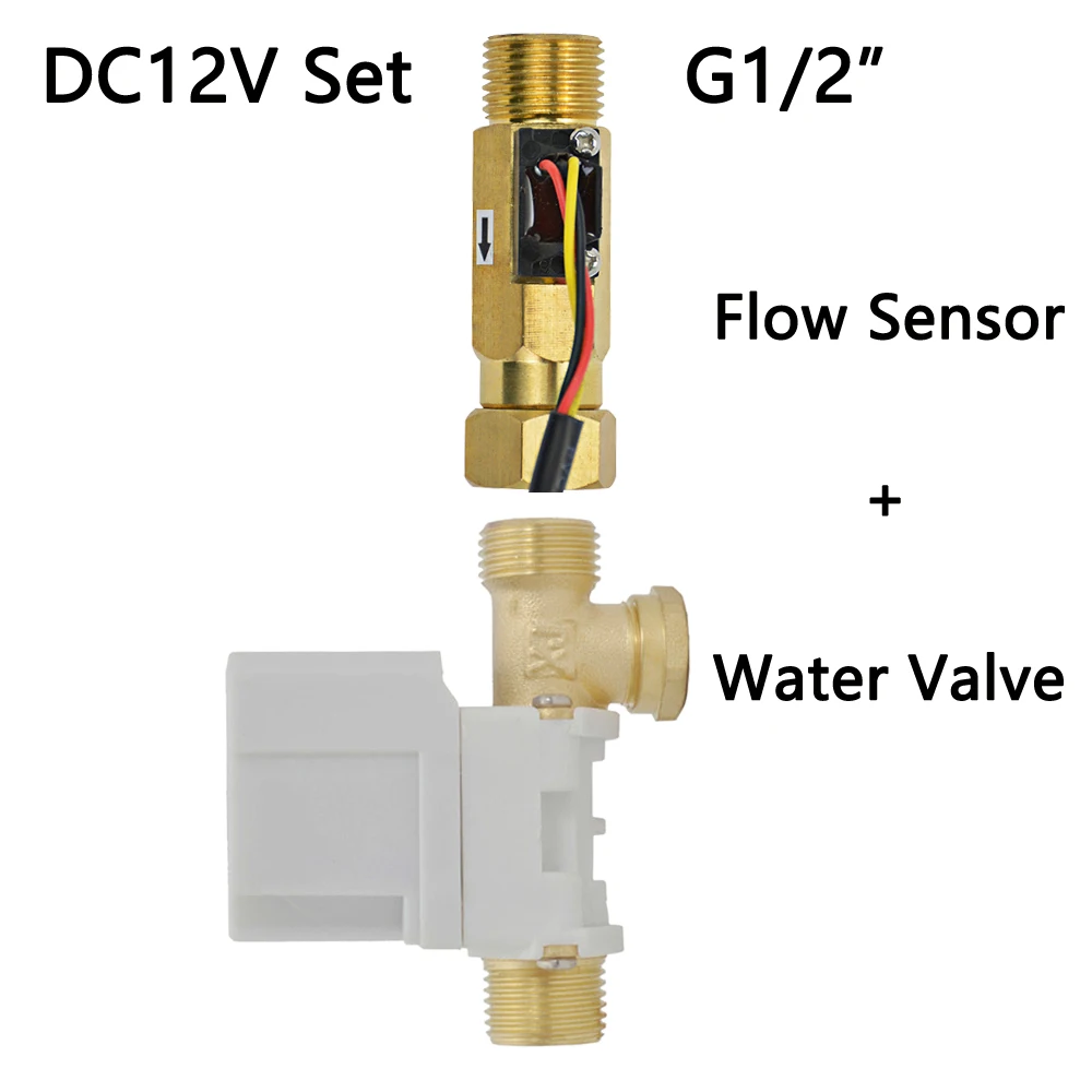 

G1/2" Hall Water Flow Sensor USC-HS21TFV 1-30L/min Flow Meter Flowmeter Combined with Solenoid Valve All in one Integrated