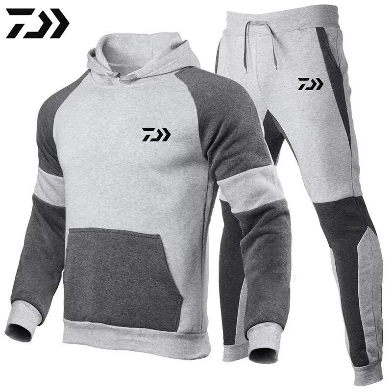 

Mens Sport DAIWA Fishing Clothing Sets Men Fishing Jackets+Pants Two Pieces Sets Male Warm Sportswear Fishing Sweat Suit