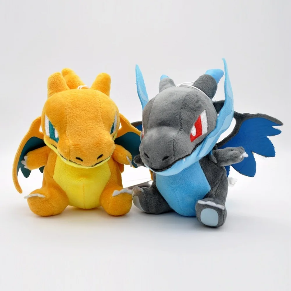2 шт./лот 15 см синий желтый Чаризард аниме плюшевые игрушки Мега Эволюция PP Хлопок