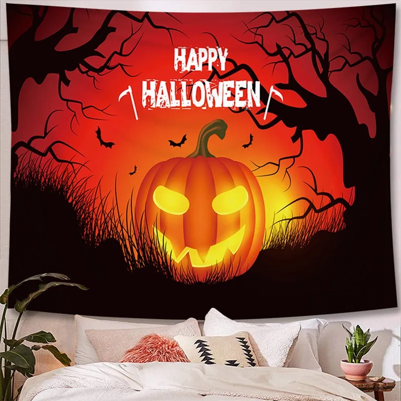 Новый настенный гобелен для Хэллоуина Тыква Ведьма летучая мышь настенная ткань