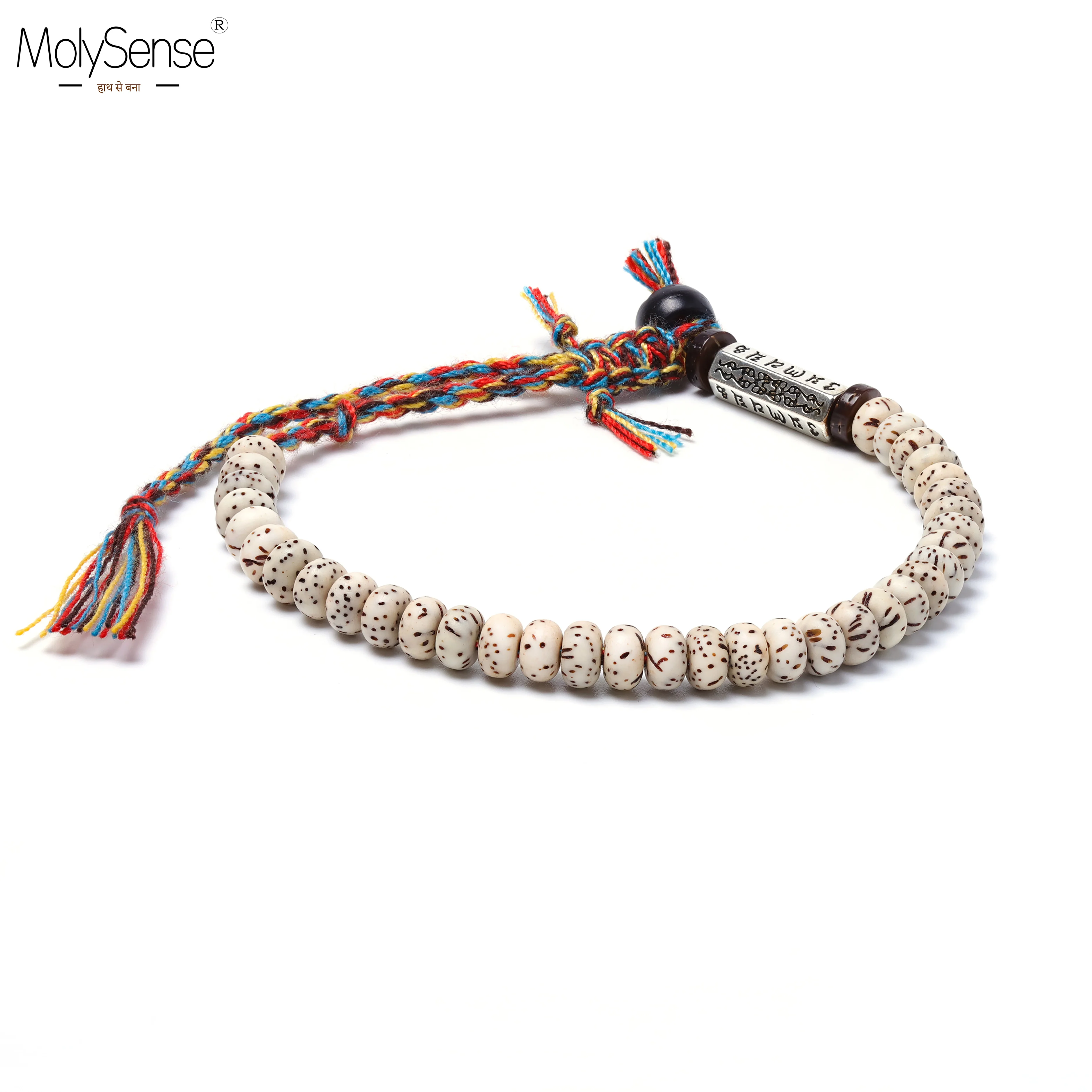 

MolySense Tibetan Buddhist Handmade Braided Thread Lucky Knots Bracelet Natural Bodhi Beads Carved Amulet Bracelet For Men