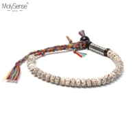 molysense tibetan buddhist handmade braided thread lucky knots bracelet natural bodhi beads carved amulet bracelet for men