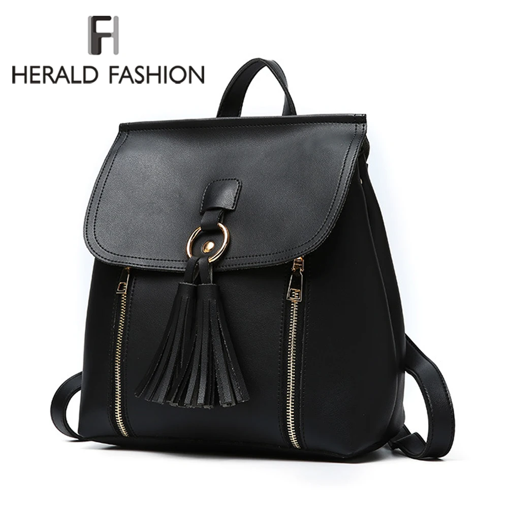 Herald Fashion женский рюкзак с кисточкой больших Ёмкость кожаная школьная сумка для