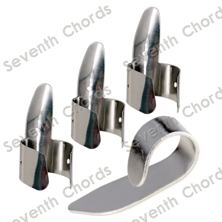 

2 комплекта из 8 профессиональных металлических 2 наконечников для большого пальца и 6 наконечников для гитарного укулеле