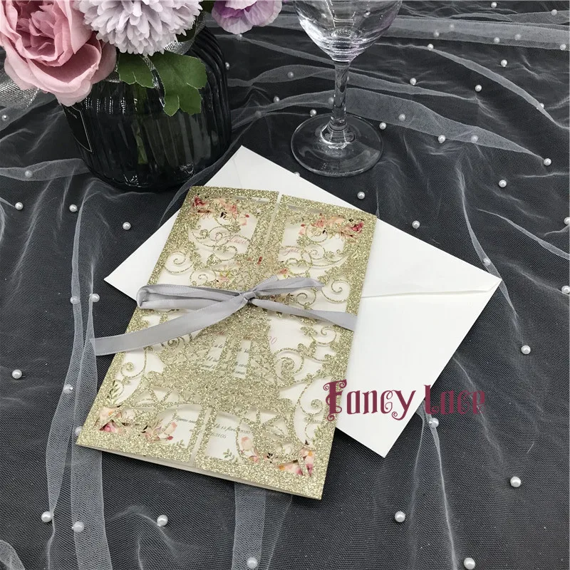 50 шт. Блестящий Свадебный комплект с изображением Эйфелевой башни