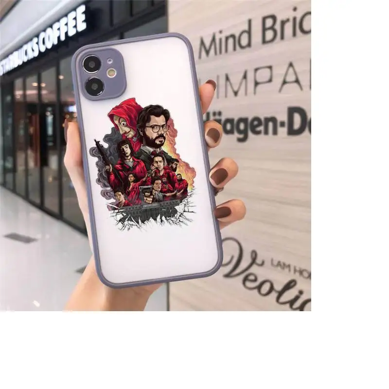 

Money Heist Phone Case For iPhone 12 11 Mini Pro XR XS Max 7 8 Plus X Matte transparent Gray Back Cover