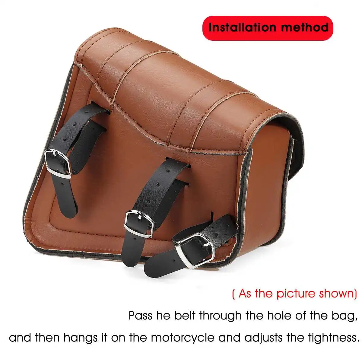 

Motorcycle Saddlebags Side Tool Bag PU Leather Luggage Gloves Storage Saddle Bag Waterproof Pouch Brown Universal