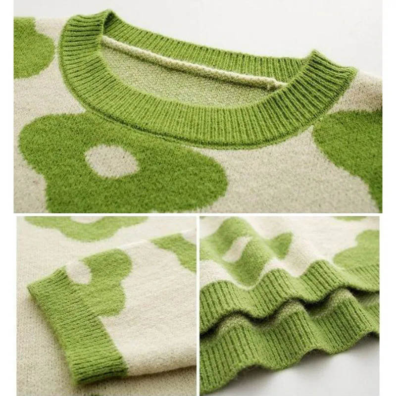 Женский пуловер с цветочным принтом Осень-зима 2019 свободный свитер в стиле