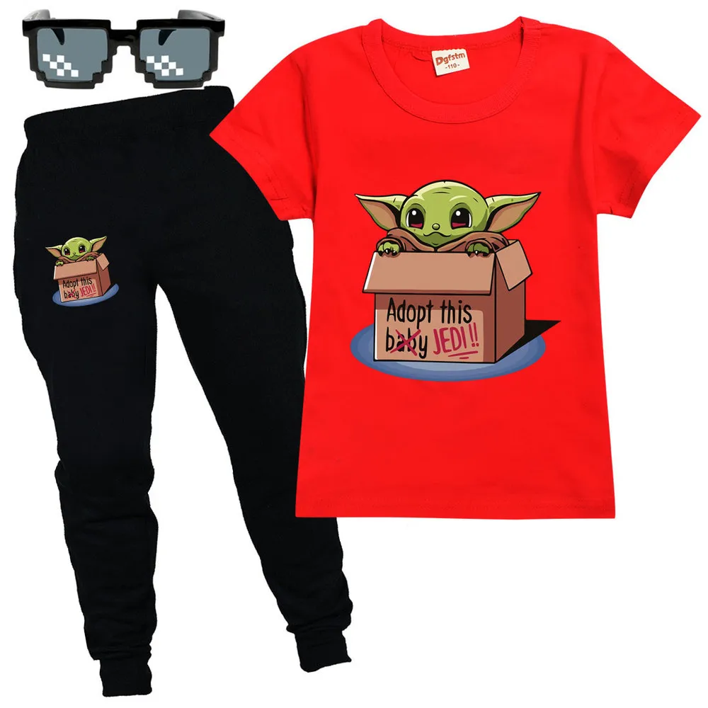 

Mandalorian Baby Yoda Boy Girl Clothes Cartoon T-shirts + Pants Clothing Toddler Christmas Outfits Kids Bebes Jogging Suits