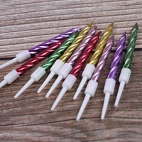 10pcsset thread color birthday candles with stand cake candle event party supplies wedding decoration
