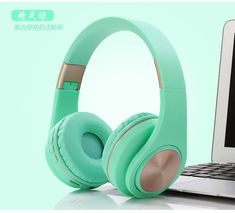 Розовые Bluetooth наушники проводные беспроводные наушники Bluetooth гарнитура Складные стерео игровые наушники с микрофоном Поддержка TF карты