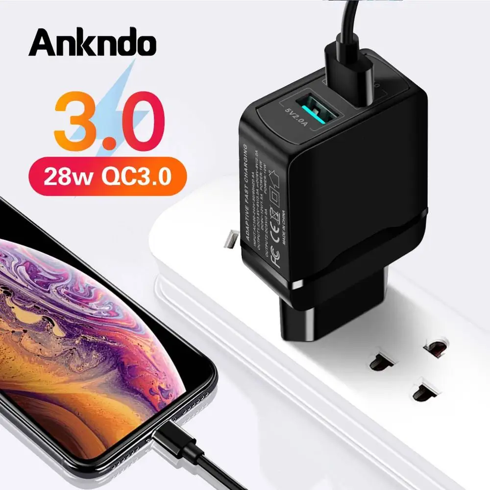 Ankndo Dual USB зарядное устройство Quick Charge 3 0 28 Вт портативное дорожное настенное для