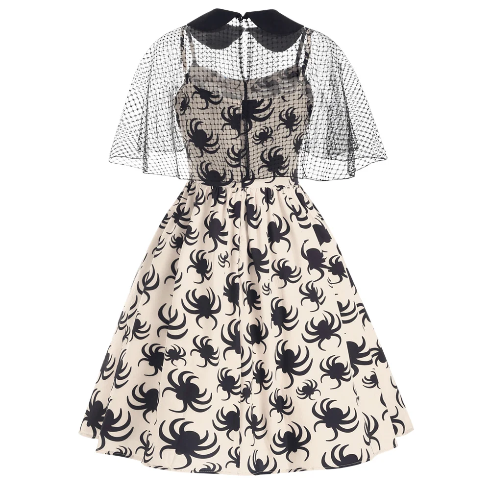 Женское винтажное платье-трапеция с принтом в виде паука | Женская одежда