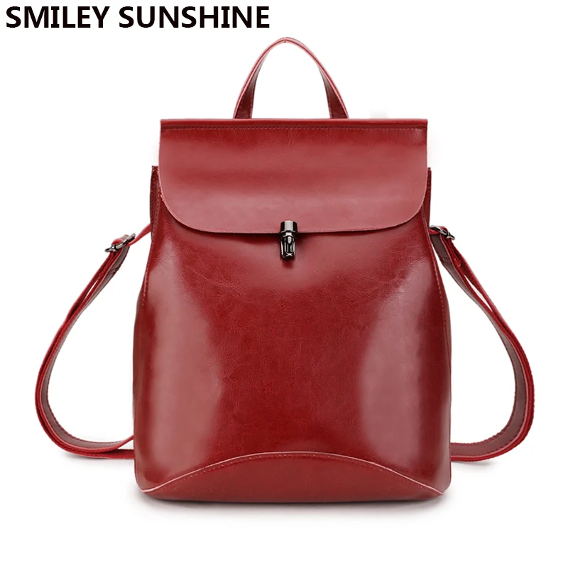 SMILEY SUNSHINE, женские рюкзаки из натуральной кожи, рюкзак с защитой от кражи, женские дорожные сумки, женская школьная вместительная сумка-портфель