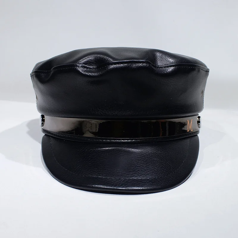 2021 зимние черные береты из искусственной кожи для женщин и мужчин военная шапка