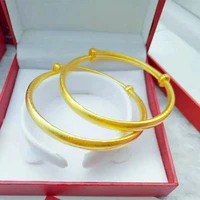 2 pieces wholesale traditional womens bangle adjustable yellow gold filled solid fashion lady wedding party bracelet drop ship