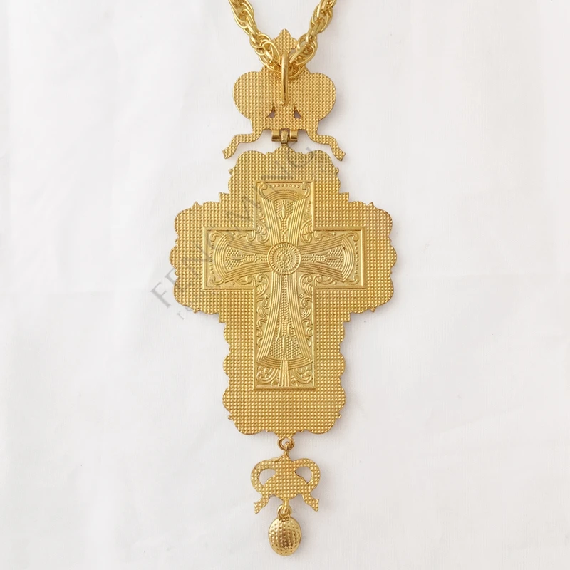Православное нагрудное ожерелье с крестом позолоченное ювелирное изделие