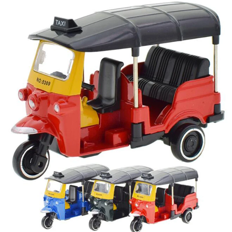 

1:43 Scale Metal Alloy Classic Tuk Tuk Taxi Bangkok India Tricycle Taxi Car Model Toy Diecast Vehicles Toys For Collection