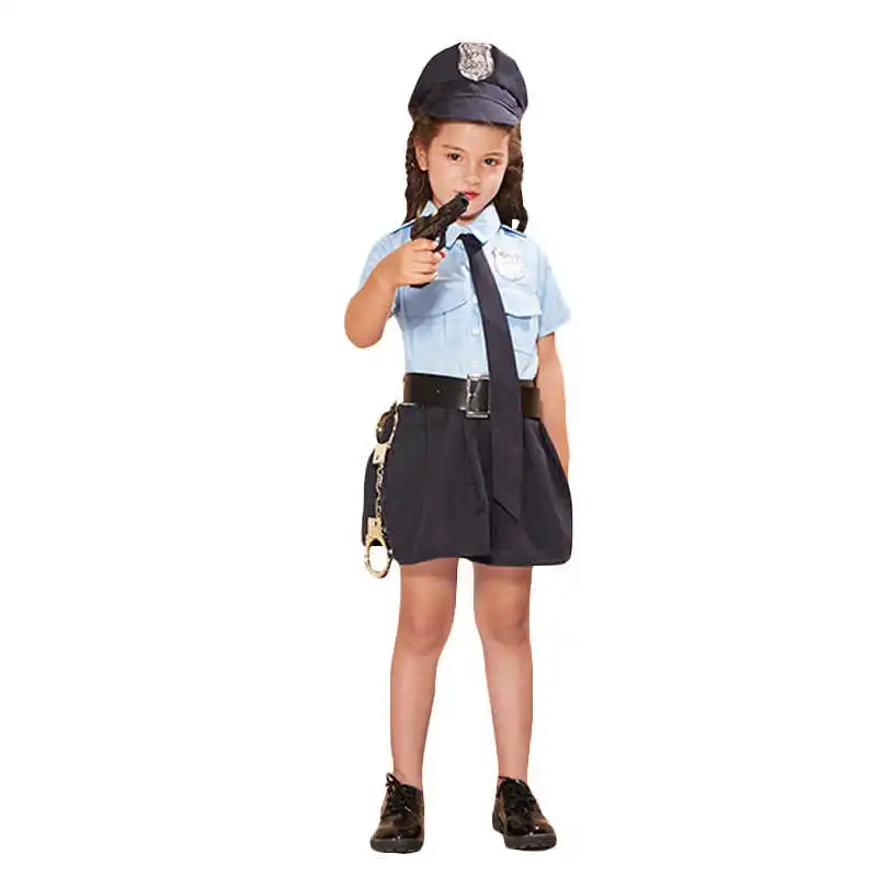 

Children's Cosplay Costume Stage Props Girls Police Uniform Halloween Carnival Clothing