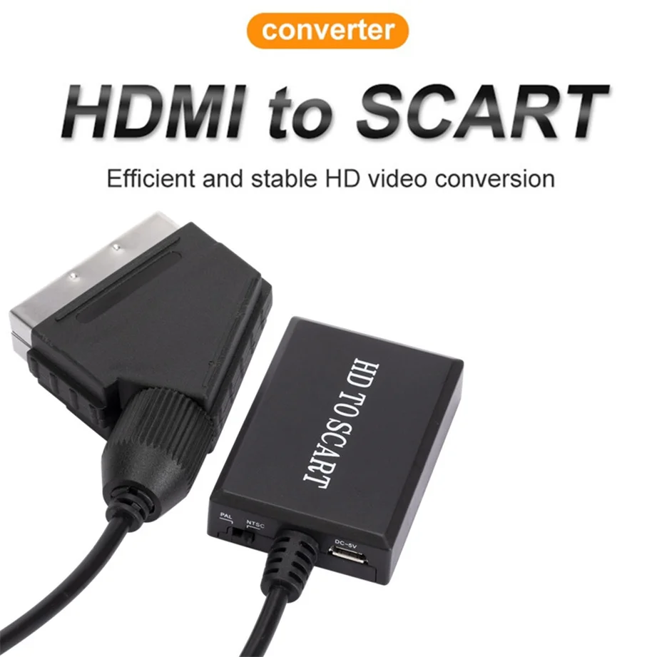 Преобразователь GRWIBEOU 1080P HDMI на SCART Видео Аудио высококлассный адаптер для HD ТВ DVD