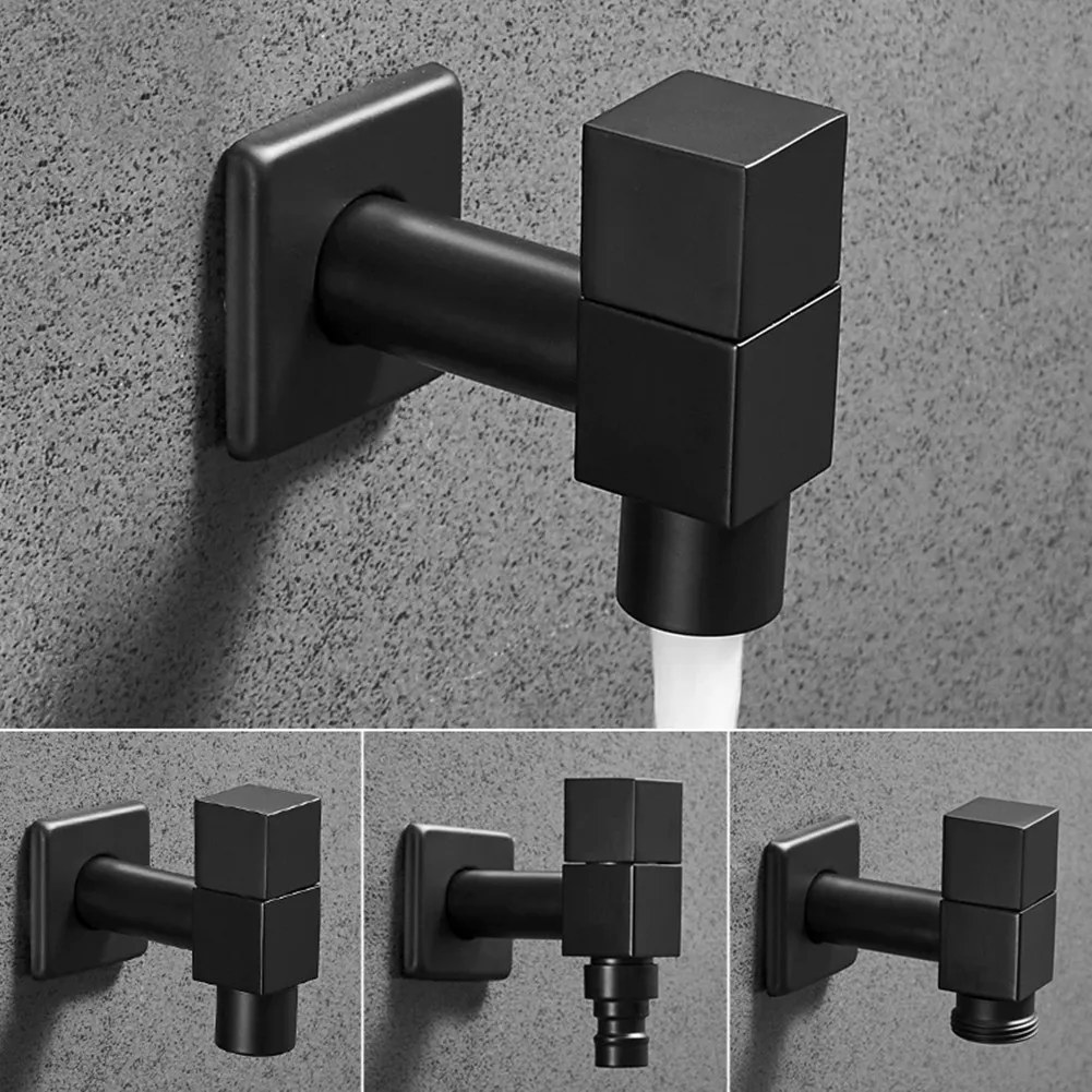 

Black Brass Wall Mounted Bathroom Washing Machine Faucet Toilet Mop Pool Taps Exterior Garden Bibcock Bath Toilet Mop Pool Taps