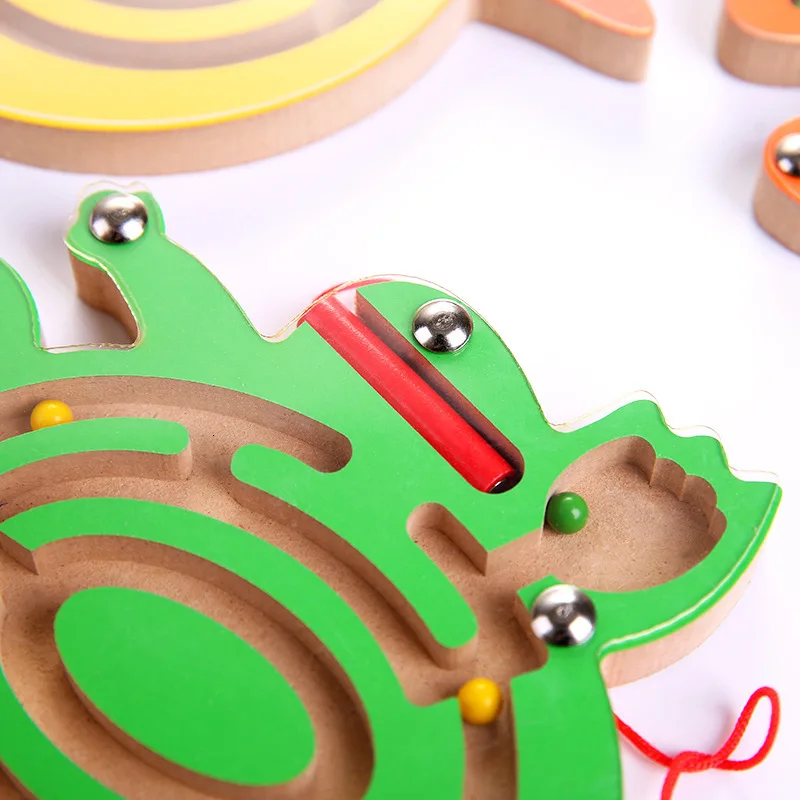 Деревянный магнитный трек-лабиринт игрушка милые животные деревянная