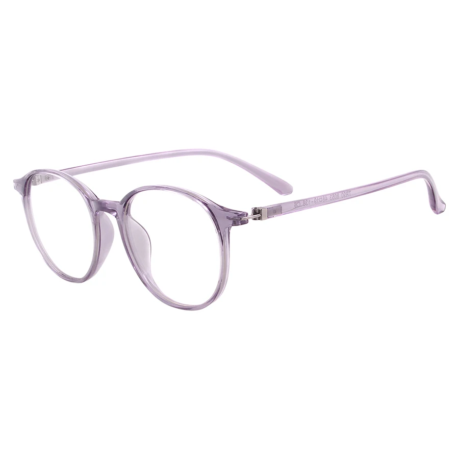 Transparent Purple Мужские и женские прозрачные очки, легкие винтажные круглые цельные оправы TR90, оправы для очков по рецепту, прогрессивные монофокальные линзы - Цвет оправы: Transparent Purple