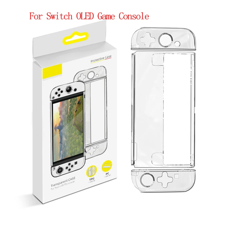 

1Pc Split Handle Shell for NS Switch OLED Console Transparent TPU All-around Protection Cover Case Lightweight Wear-resistant