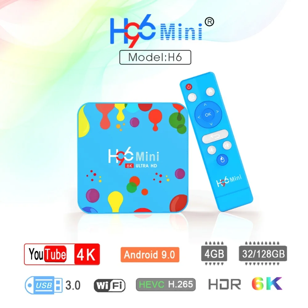 Android 9 0 TV Box 4 ГБ 128 H96 Мини Allwinner H6 Quad Core 6K H.265 2 4/5G Wi Fi HD Google Youtube 32 Гб Декодер каналов