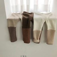 winter infants and velvet leggings unisex fashion stitching foreign style fake two piece warm velvet pants 87