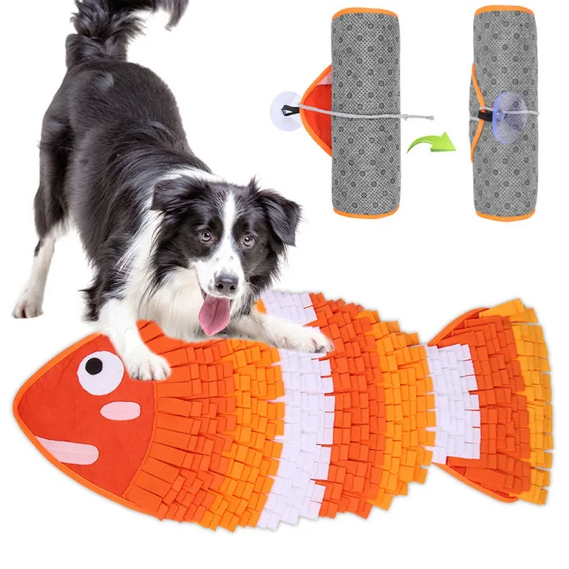 

Pet Snuffle Mat Useful Sniffing Blanket Fish Shape Design Relieve Stress Felt Cloth Dog Training Snuffle Mat for Puppy