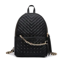 WOMAN BAG European And American Style Backpack Ladies Fashion All-Match Lingge Travel Storage Bag PU Backpack